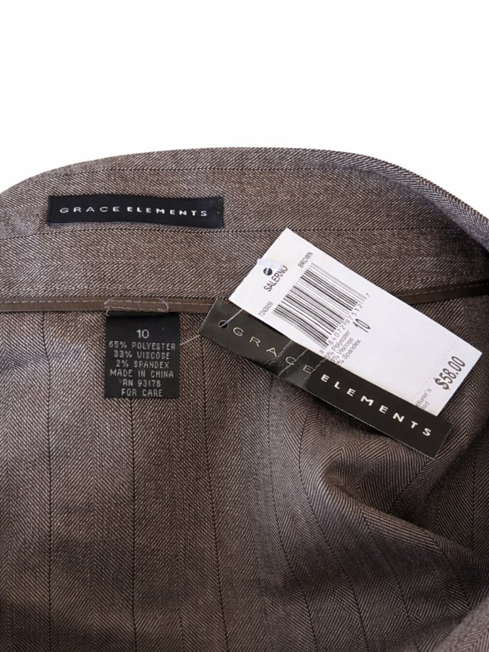 Grace Elements A-Line Skirt Brown Size 10 Pinstripe Stretch 30” Length New - Picture 3 of 3